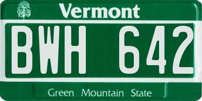 VT license plate BWH642