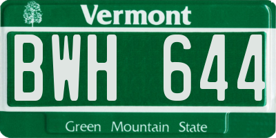 VT license plate BWH644