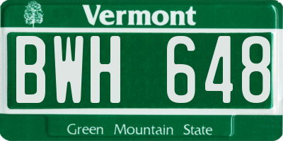 VT license plate BWH648