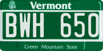 VT license plate BWH650