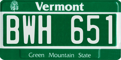 VT license plate BWH651