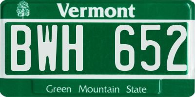 VT license plate BWH652