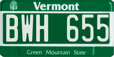 VT license plate BWH655