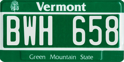 VT license plate BWH658