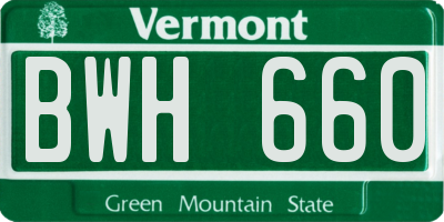 VT license plate BWH660