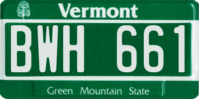 VT license plate BWH661