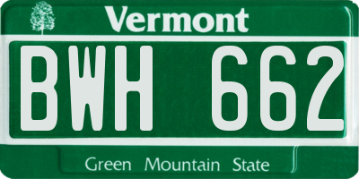 VT license plate BWH662