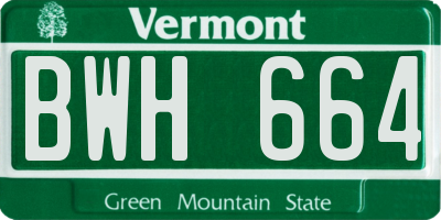 VT license plate BWH664