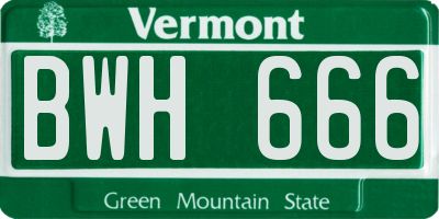 VT license plate BWH666