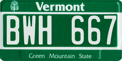 VT license plate BWH667