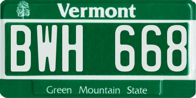 VT license plate BWH668