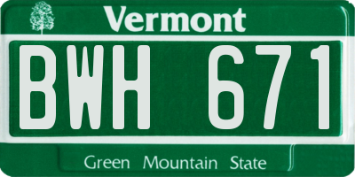 VT license plate BWH671