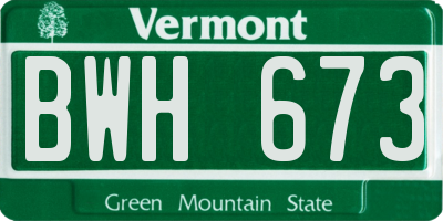 VT license plate BWH673