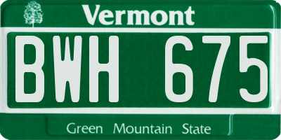 VT license plate BWH675
