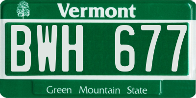 VT license plate BWH677