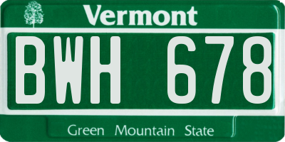 VT license plate BWH678