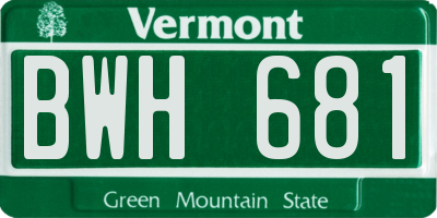 VT license plate BWH681