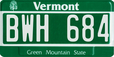 VT license plate BWH684