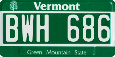VT license plate BWH686