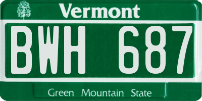 VT license plate BWH687