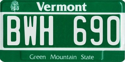 VT license plate BWH690