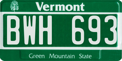 VT license plate BWH693
