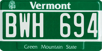 VT license plate BWH694