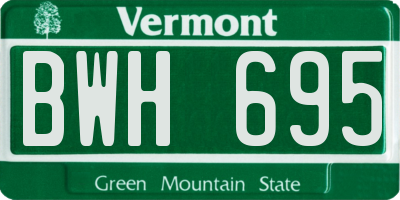 VT license plate BWH695