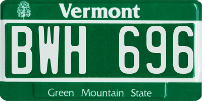VT license plate BWH696