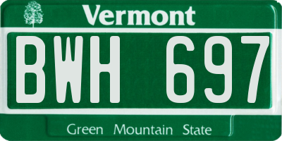 VT license plate BWH697