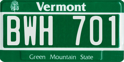 VT license plate BWH701