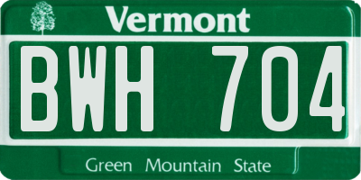 VT license plate BWH704