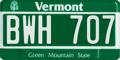 VT license plate BWH707