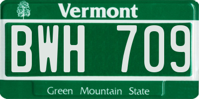 VT license plate BWH709