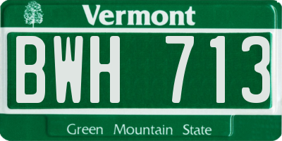 VT license plate BWH713