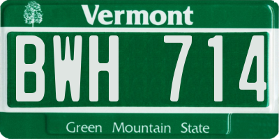 VT license plate BWH714