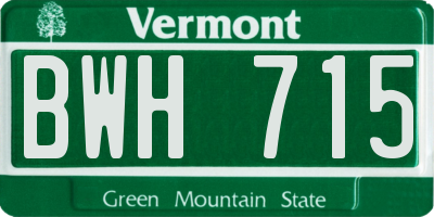 VT license plate BWH715