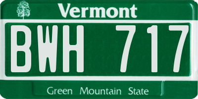 VT license plate BWH717
