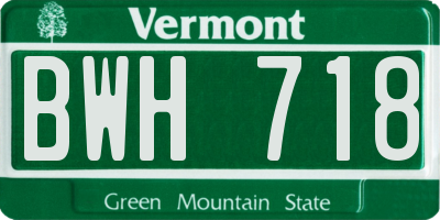 VT license plate BWH718