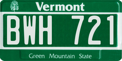 VT license plate BWH721