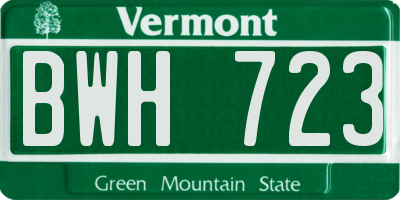 VT license plate BWH723