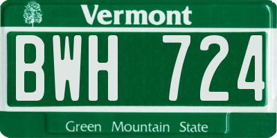 VT license plate BWH724