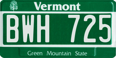 VT license plate BWH725