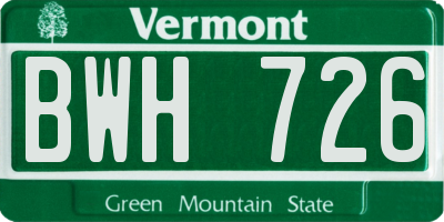 VT license plate BWH726