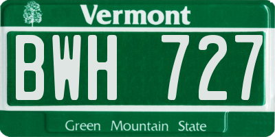 VT license plate BWH727