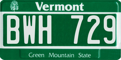 VT license plate BWH729