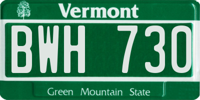 VT license plate BWH730