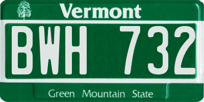 VT license plate BWH732