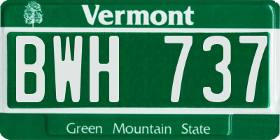VT license plate BWH737