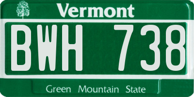 VT license plate BWH738